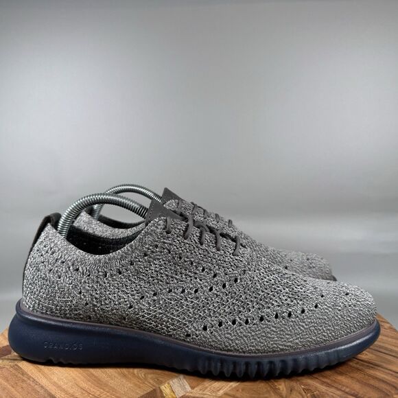 Cole Haan Mens 8.5 ZERØGRAND Wingtip Stitchlite Oxford Shoes C36225 Knit Gray - Picture 1 of 8